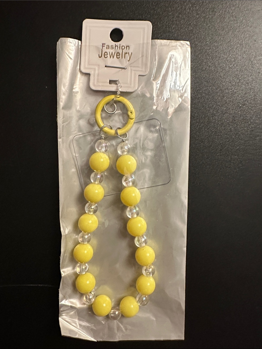 Yellow Beaded phone charm